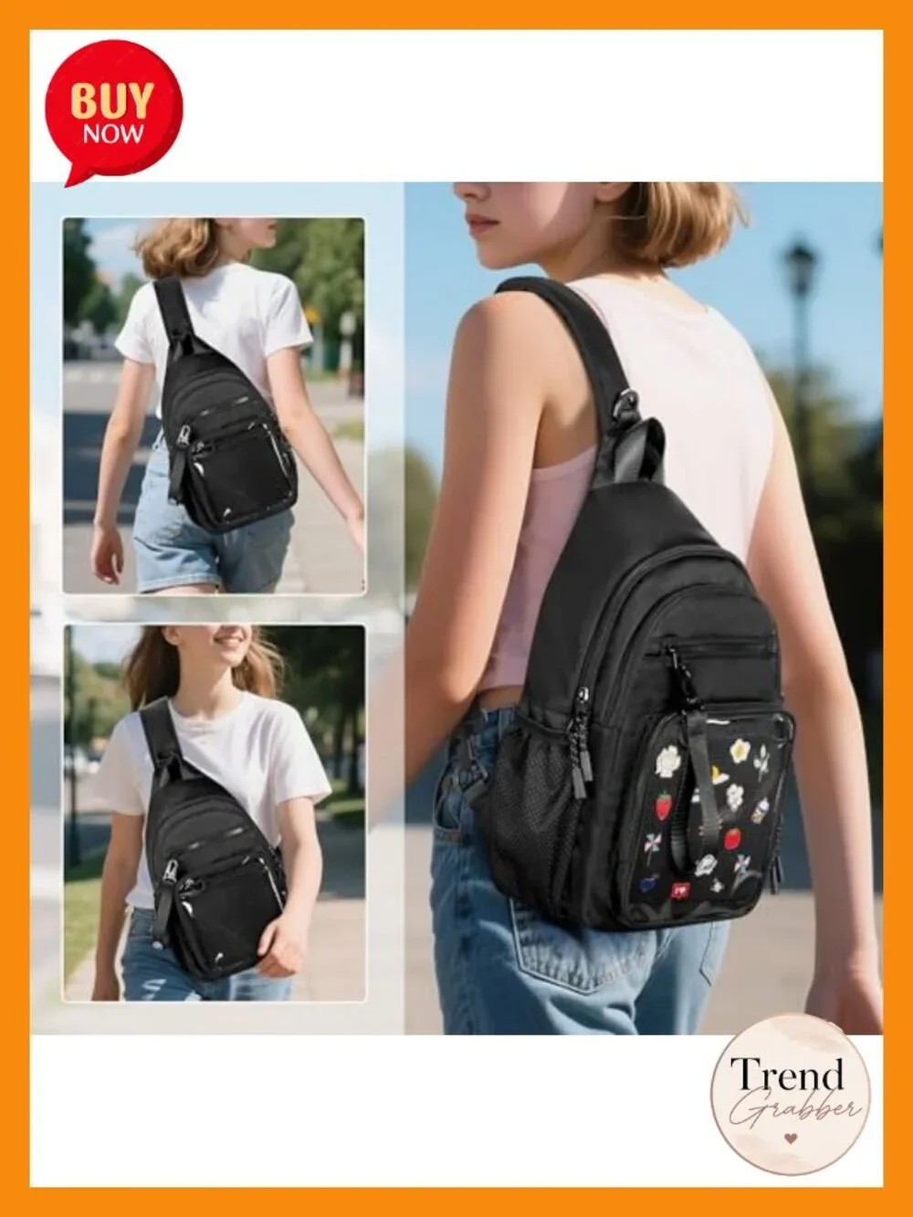 Ita Bag Crossbody Sling Display Pin Bag with Clear Window Chest Pack Backpack